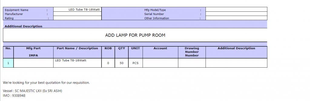 【询价】船舶备件—LED灯管（CK-R20240226-17）询价-泰州昌宽社区-报价采购-船用采购网-船舶物料采购-船务服务-一站式船用设备供应服务