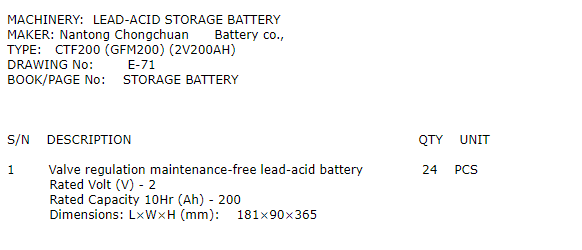 【询价】船舶备件—铅酸蓄电池（CK-H20240218-01）询价-泰州昌宽社区-报价采购-船用采购网-船舶物料采购-船务服务-一站式船用设备供应服务