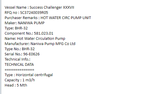 【询价】船舶备件—热水循环泵（CK-R20240221-21）询价-泰州昌宽社区-报价采购-船用采购网-船舶物料采购-船务服务-一站式船用设备供应服务