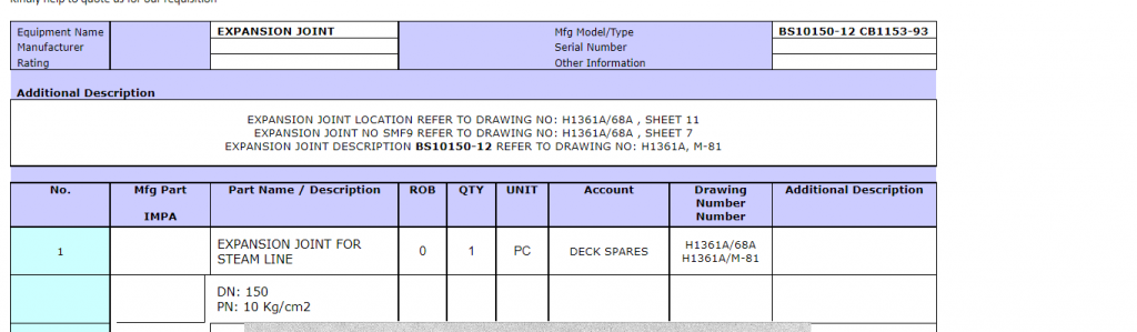 【询价】船舶备件—蒸汽管线用膨胀节（CK-R20240221-22）询价-泰州昌宽社区-报价采购-船用采购网-船舶物料采购-船务服务-一站式船用设备供应服务