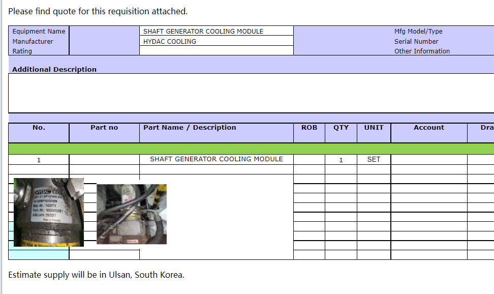 【询价】船舶配件—轴发电机冷却模块（CK-R20240201-26）询价-泰州昌宽社区-报价采购-船用采购网-船舶物料采购-船务服务-一站式船用设备供应服务