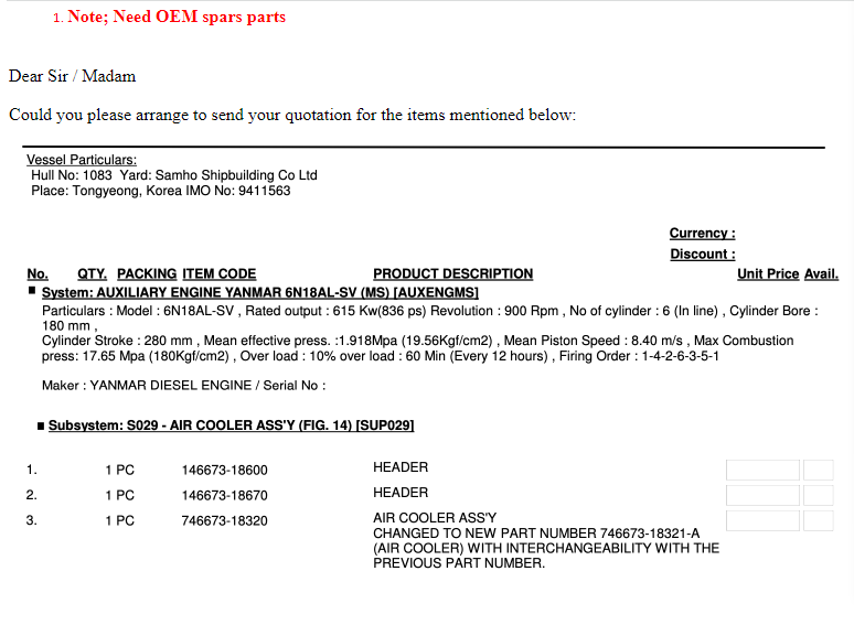 【询价】船舶配件—空气冷却器（CK-R20240201-09）询价-泰州昌宽社区-报价采购-船用采购网-船舶物料采购-船务服务-一站式船用设备供应服务