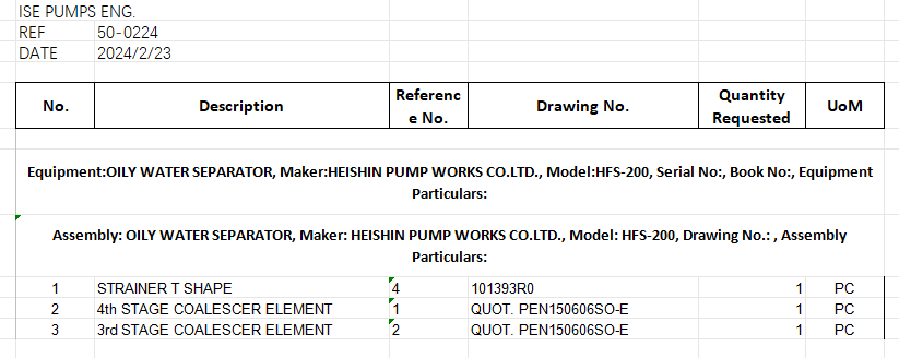 【询价】船舶备件—过滤器/聚结器元件（CK-J20240227-03）询价-泰州昌宽社区-报价采购-船用采购网-船舶物料采购-船务服务-一站式船用设备供应服务
