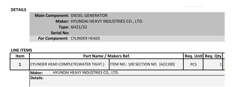 【询价】船舶备件—气缸盖完整（CK-R20240227-04）询价-泰州昌宽社区-报价采购-船用采购网-船舶物料采购-船务服务-一站式船用设备供应服务