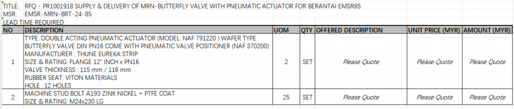 【询价】船舶备件—气动执行器/机械双头螺栓（CK-J20240218-27）询价-泰州昌宽社区-报价采购-船用采购网-船舶物料采购-船务服务-一站式船用设备供应服务