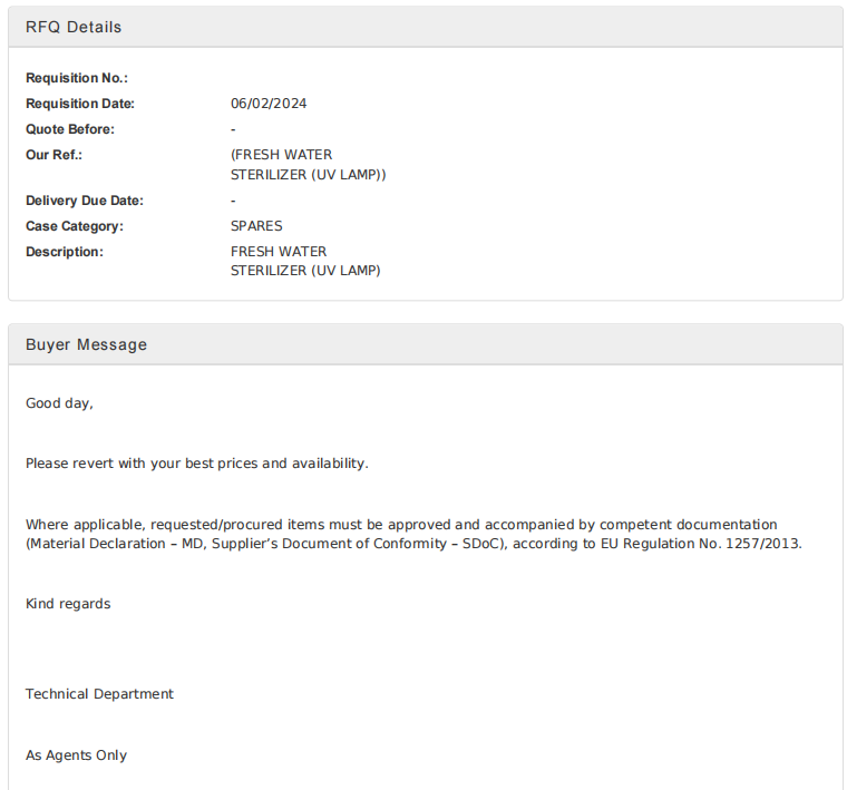 【询价】船舶备件—淡水消毒器配件（CK-H20240219-05）询价-泰州昌宽社区-报价采购-船用采购网-船舶物料采购-船务服务-一站式船用设备供应服务