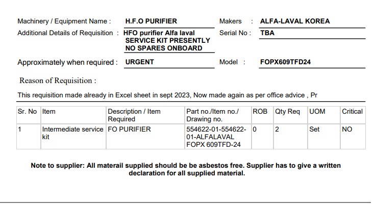 【询价】船舶备件—净化器（CK-Y20240203-01）询价-泰州昌宽社区-报价采购-船用采购网-船舶物料采购-船务服务-一站式船用设备供应服务