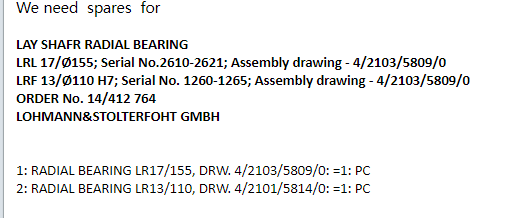 【询价】船舶备件—径向轴承（CK-J20240221-07）询价-泰州昌宽社区-报价采购-船用采购网-船舶物料采购-船务服务-一站式船用设备供应服务