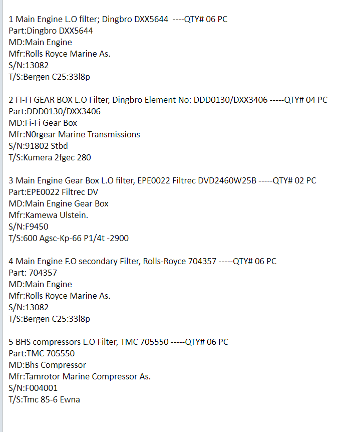 【询价】船舶备件—滤清器/过滤器（CK-J20240318-20）询价-泰州昌宽社区-报价采购-船用采购网-船舶物料采购-船务服务-一站式船用设备供应服务