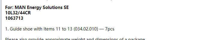 【询价】船舶备件—导向靴（CK-R20240315-02）询价-泰州昌宽社区-报价采购-船用采购网-船舶物料采购-船务服务-一站式船用设备供应服务