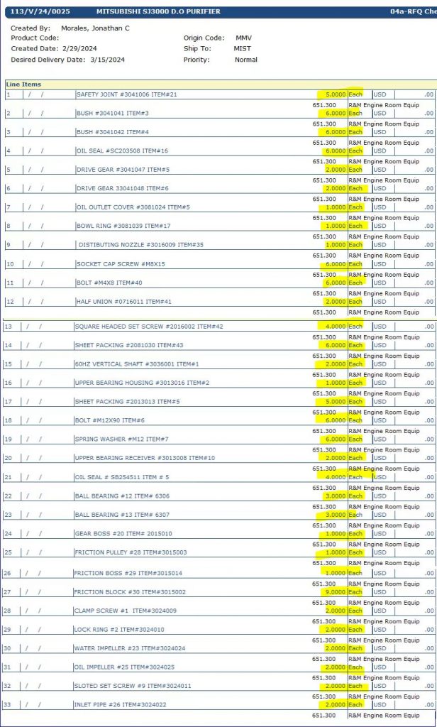 【询价】船舶备件—配件（CK-Y20240320-01）询价-泰州昌宽社区-报价采购-船用采购网-船舶物料采购-船务服务-一站式船用设备供应服务