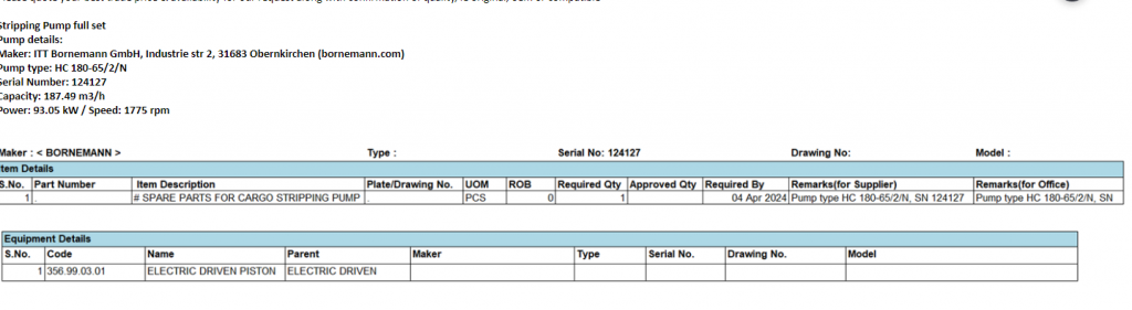 【询价】船舶备件—货物起卸泵备件/电动活塞（CK-L20240306-02）询价-泰州昌宽社区-报价采购-船用采购网-船舶物料采购-船务服务-一站式船用设备供应服务
