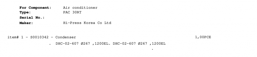 【询价】船舶备件—冷凝器（CK-R20240322-02）询价-泰州昌宽社区-报价采购-船用采购网-船舶物料采购-船务服务-一站式船用设备供应服务