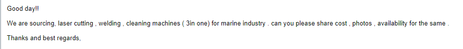 【询价】船舶备件—激光切割/焊接/清洗机（CK-Y20240320-04）询价-泰州昌宽社区-报价采购-船用采购网-船舶物料采购-船务服务-一站式船用设备供应服务