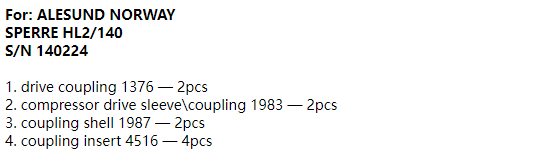 【询价】船舶备件—联轴器&联轴器配件（CK-R20240301-10）询价-泰州昌宽社区-报价采购-船用采购网-船舶物料采购-船务服务-一站式船用设备供应服务