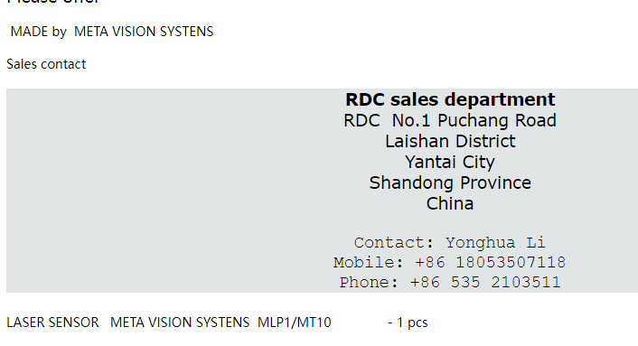 【询价】船舶备件—激光传感器META WISION系统（CK-J20240314-07）询价-泰州昌宽社区-报价采购-船用采购网-船舶物料采购-船务服务-一站式船用设备供应服务