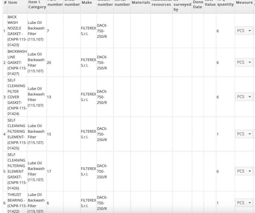 【询价】船舶备件—FILTEREX配件（CK-R20240311-13）询价-泰州昌宽社区-报价采购-船用采购网-船舶物料采购-船务服务-一站式船用设备供应服务
