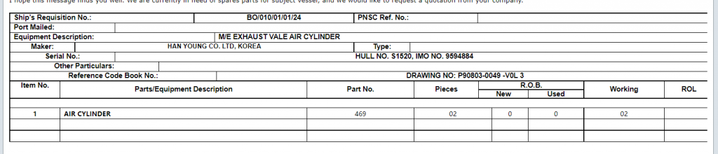 【询价】船舶备件—气缸（CK-R20240314-10）询价-泰州昌宽社区-报价采购-船用采购网-船舶物料采购-船务服务-一站式船用设备供应服务