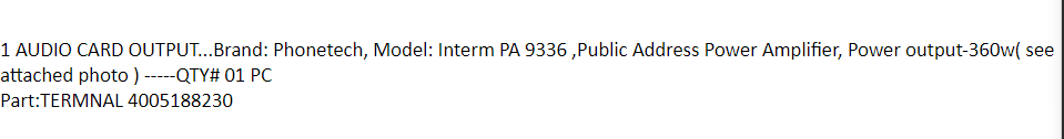 【询价】船舶备件—声卡输出（CK-J20240326-02）询价-泰州昌宽社区-报价采购-船用采购网-船舶物料采购-船务服务-一站式船用设备供应服务