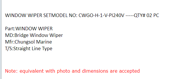 【询价】船舶备件—车窗刮水器（CK-J20240321-04）询价-泰州昌宽社区-报价采购-船用采购网-船舶物料采购-船务服务-一站式船用设备供应服务