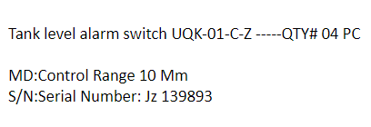 【询价】船舶备件—油箱液位报警开关（CK-J20240315-04）询价-泰州昌宽社区-报价采购-船用采购网-船舶物料采购-船务服务-一站式船用设备供应服务