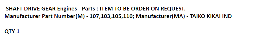 【询价】船舶备件—轴传动齿轮发动机（CK-Y20240312-02）询价-泰州昌宽社区-报价采购-船用采购网-船舶物料采购-船务服务-一站式船用设备供应服务