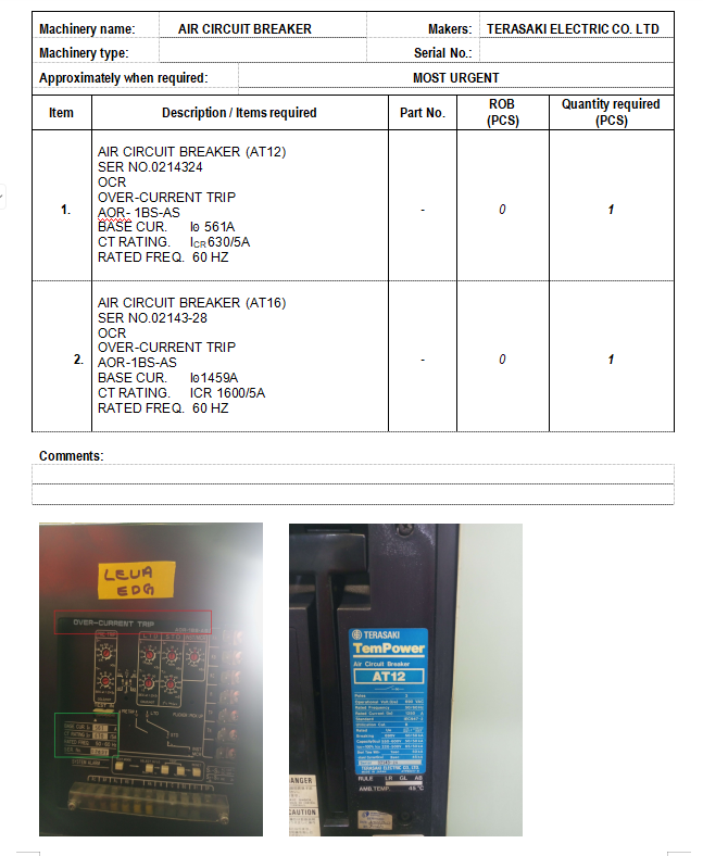 【询价】船舶备件—空气断路器（CK-Y20240305-06）询价-泰州昌宽社区-报价采购-船用采购网-船舶物料采购-船务服务-一站式船用设备供应服务