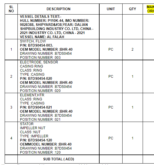 【询价】船舶备件—配件（CK-Y20240307-01）询价-泰州昌宽社区-报价采购-船用采购网-船舶物料采购-船务服务-一站式船用设备供应服务