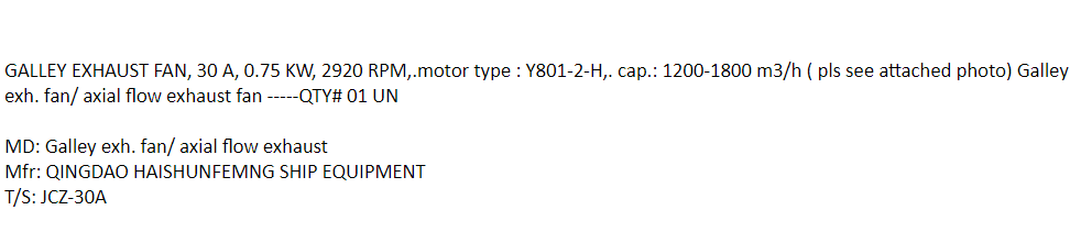 【询价】船舶备件—厨房排气扇（CK-J20240312-04）询价-泰州昌宽社区-报价采购-船用采购网-船舶物料采购-船务服务-一站式船用设备供应服务