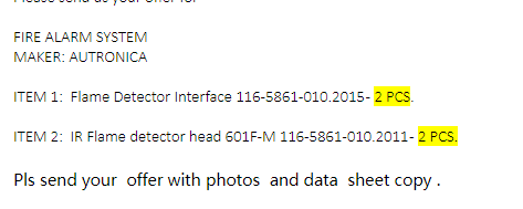 【询价】船舶备件—火焰探测器配件（CK-J20240322-04）询价-泰州昌宽社区-报价采购-船用采购网-船舶物料采购-船务服务-一站式船用设备供应服务