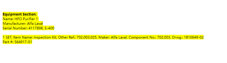 【询价】船舶备件—HFO净化器（CK-L20240306-01）询价-泰州昌宽社区-报价采购-船用采购网-船舶物料采购-船务服务-一站式船用设备供应服务