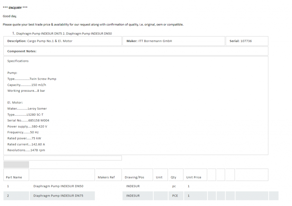 【询价】船舶备件—货油泵（CK-L20240305-03）询价-泰州昌宽社区-报价采购-船用采购网-船舶物料采购-船务服务-一站式船用设备供应服务