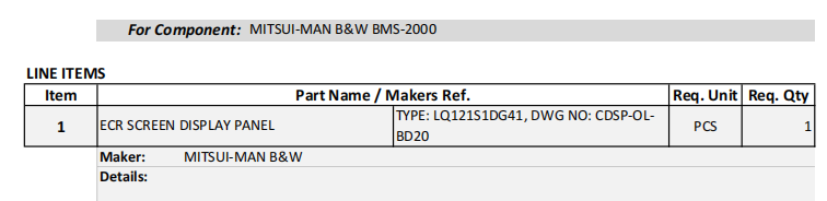 【询价】船舶备件—电子控制单元屏幕显示面板（CK-R20240311-07）询价-泰州昌宽社区-报价采购-船用采购网-船舶物料采购-船务服务-一站式船用设备供应服务