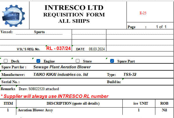 【询价】船舶备件—曝气鼓风机组件（CK-J20240312-07）询价-泰州昌宽社区-报价采购-船用采购网-船舶物料采购-船务服务-一站式船用设备供应服务