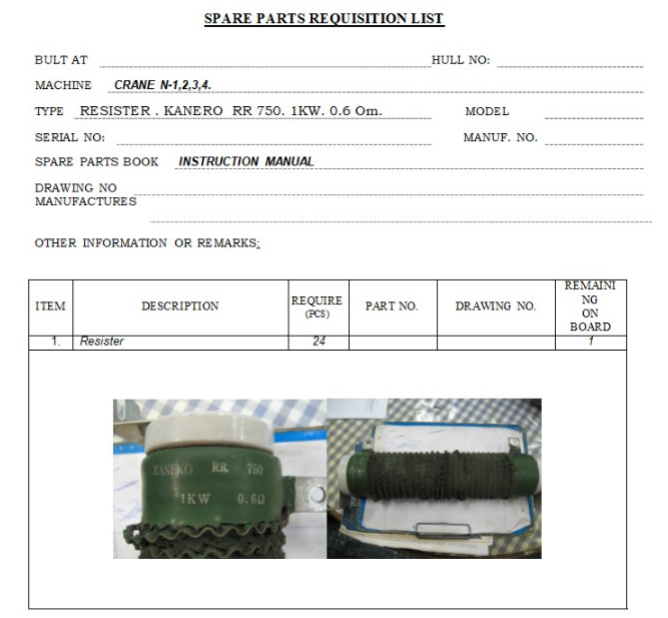 【询价】船舶备件—电阻器（CK-R20240313-01）询价-泰州昌宽社区-报价采购-船用采购网-船舶物料采购-船务服务-一站式船用设备供应服务