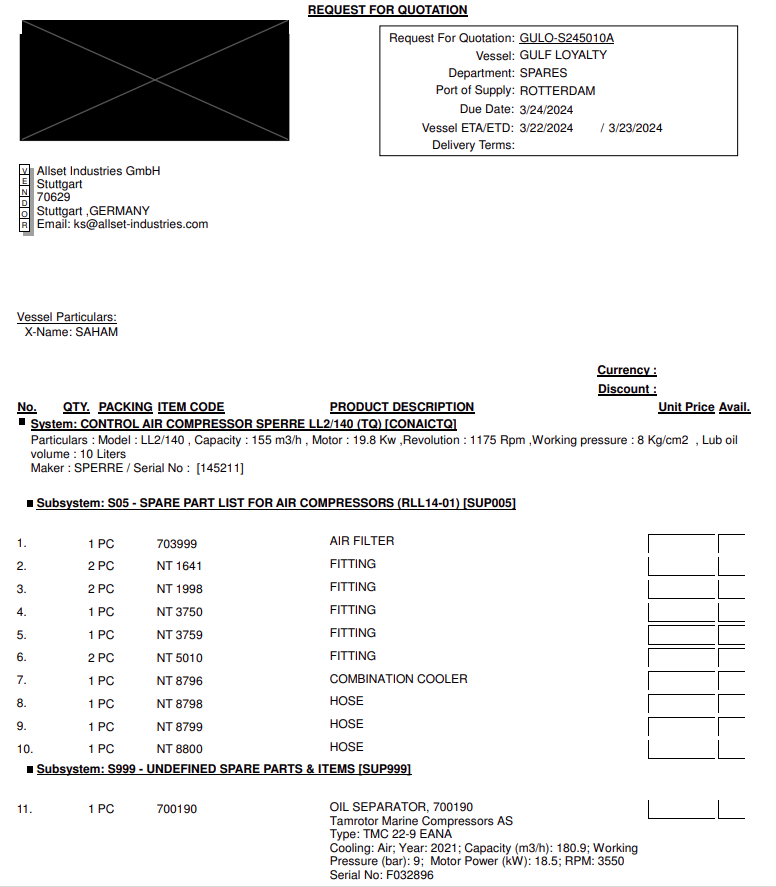 【询价】船舶备件—配件（CK-R20240318-12）询价-泰州昌宽社区-报价采购-船用采购网-船舶物料采购-船务服务-一站式船用设备供应服务