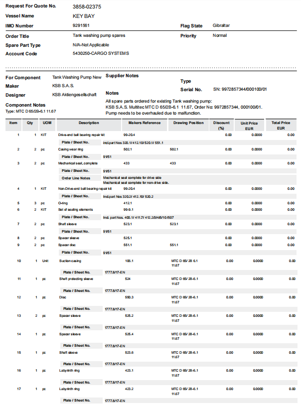 【询价】船舶备件—KSB配件（CK-J20240320-03）询价-泰州昌宽社区-报价采购-船用采购网-船舶物料采购-船务服务-一站式船用设备供应服务