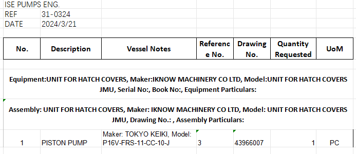 【询价】船舶备件—TOKYO柱塞泵（CK-J20240322-05）询价-泰州昌宽社区-报价采购-船用采购网-船舶物料采购-船务服务-一站式船用设备供应服务
