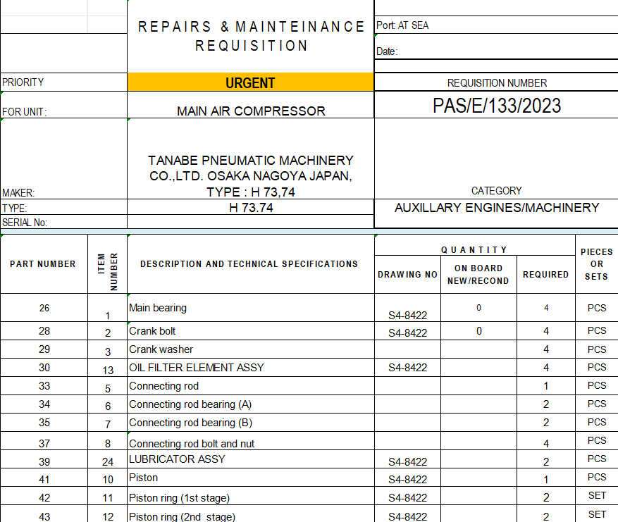 【询价】船舶备件—主空气压缩机配件（CK-Y20240322-02）询价-泰州昌宽社区-报价采购-船用采购网-船舶物料采购-船务服务-一站式船用设备供应服务