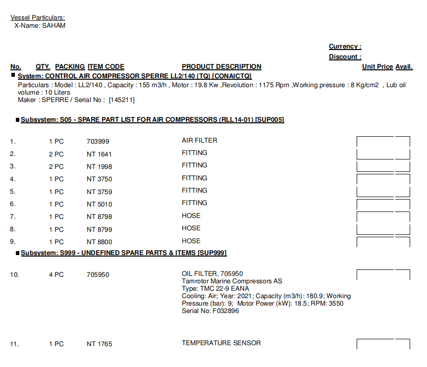 【询价】船舶备件—SPERRE配件（CK-R20240325-15）询价-泰州昌宽社区-报价采购-船用采购网-船舶物料采购-船务服务-一站式船用设备供应服务