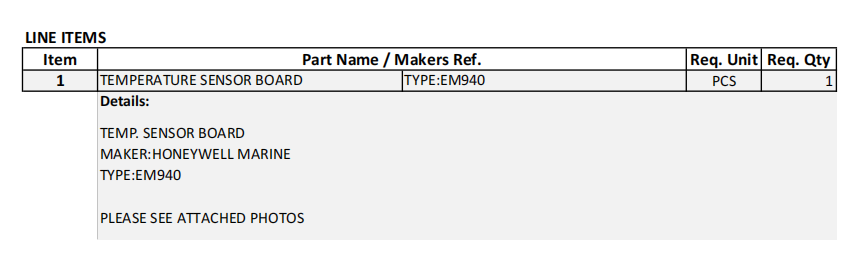 【询价】船舶备件—温度传感器板（CK-R20240327-01）询价-泰州昌宽社区-报价采购-船用采购网-船舶物料采购-船务服务-一站式船用设备供应服务