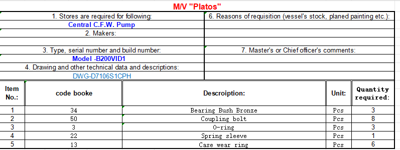 【询价】船舶备件—中央消防泵配件（CK-L20240328-04）询价-泰州昌宽社区-报价采购-船用采购网-船舶物料采购-船务服务-一站式船用设备供应服务