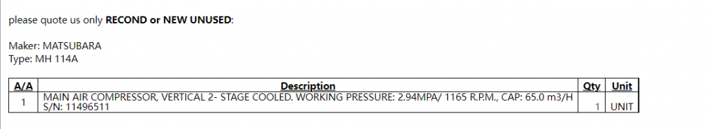 【询价】船舶备件—主空气压缩机（CK-R20240416-08）询价-泰州昌宽社区-报价采购-船用采购网-船舶物料采购-船务服务-一站式船用设备供应服务