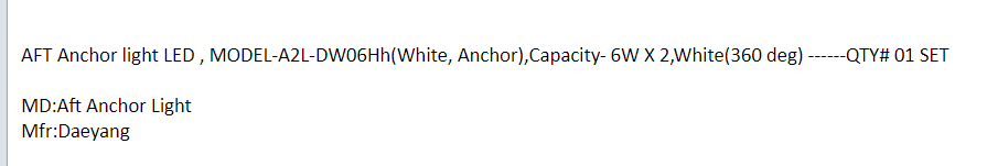 【询价】船舶备件—船尾锚灯LED（CK-J20240403-04）询价-泰州昌宽社区-报价采购-船用采购网-船舶物料采购-船务服务-一站式船用设备供应服务