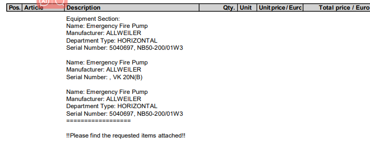 【询价】船舶备件—ALLWEILER配件（CK-L20240407-03）询价-泰州昌宽社区-报价采购-船用采购网-船舶物料采购-船务服务-一站式船用设备供应服务