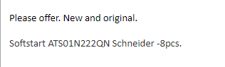 【询价】船舶备件—施耐德软启动器（CK-J20240416-07）询价-泰州昌宽社区-报价采购-船用采购网-船舶物料采购-船务服务-一站式船用设备供应服务