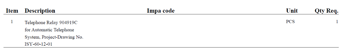 【询价】船舶备件—电话继电器（CK-C20240429-04）询价-泰州昌宽社区-报价采购-船用采购网-船舶物料采购-船务服务-一站式船用设备供应服务