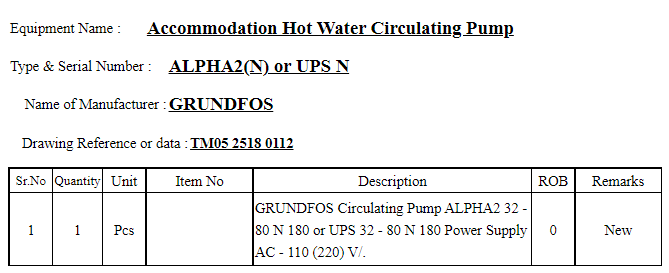【询价】船舶备件—GRUNDFOS循环泵（CK-C20240401-04）询价-泰州昌宽社区-报价采购-船用采购网-船舶物料采购-船务服务-一站式船用设备供应服务