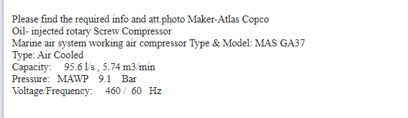 【询价】船舶备件—空气压缩机（CK-R20240422-27）询价-泰州昌宽社区-报价采购-船用采购网-船舶物料采购-船务服务-一站式船用设备供应服务