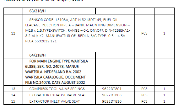 【询价】船舶备件—配件（CK-J20240417-04）询价-泰州昌宽社区-报价采购-船用采购网-船舶物料采购-船务服务-一站式船用设备供应服务